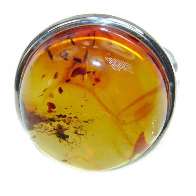 Huge Authentic Baltic Amber .925 Sterling Silver handcrafted HUGE ring; s. 8 3/4