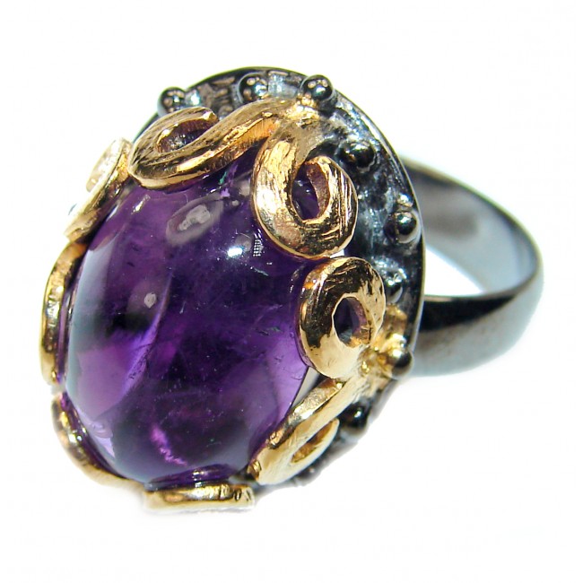 Purple Reef Amethyst 18 K Gold over .925 Sterling Silver Ring size 8 adjustable