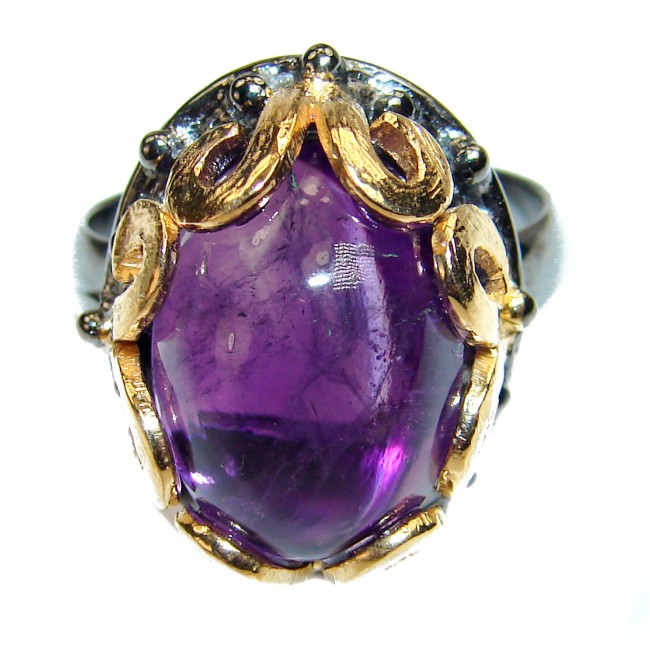 Purple Reef Amethyst 18 K Gold over .925 Sterling Silver Ring size 8 adjustable