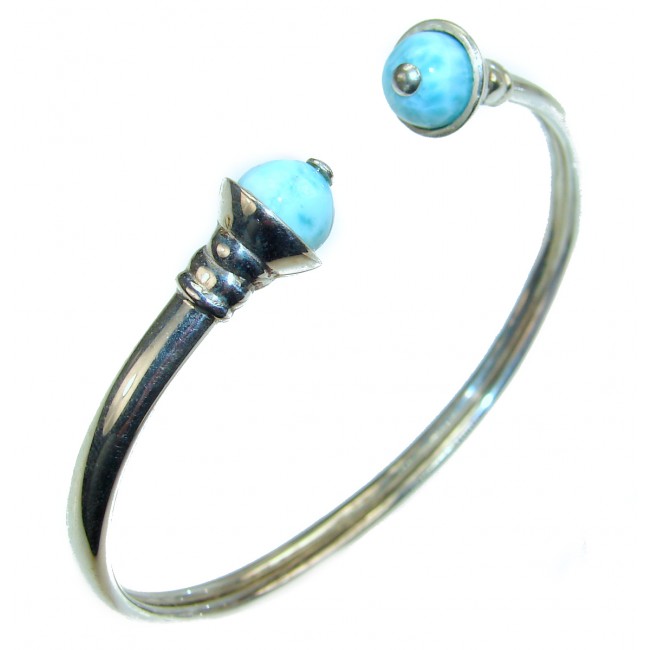 Beauty of Nature Blue Larimar .925 Sterling Silver handcrafted Hinged Bracelet