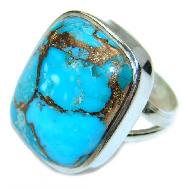 Copper Turquoise .925 Sterling Silver ring; s. 6 1/2