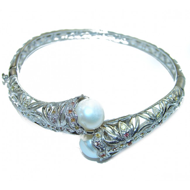 Balinese Fresh water Pearl .925 Sterling Silver handcrafted Statement Bracelet