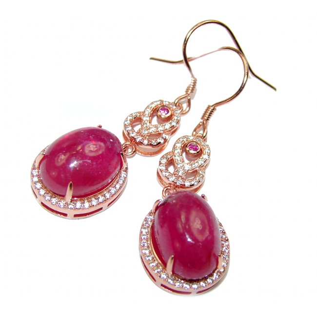 Authentic 12.5 carat Ruby 18K Gold over .925 Sterling Silver handcrafted earrings
