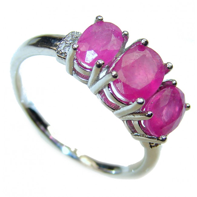 Victorian Style Ruby .925 Sterling Silver ring; s. 7