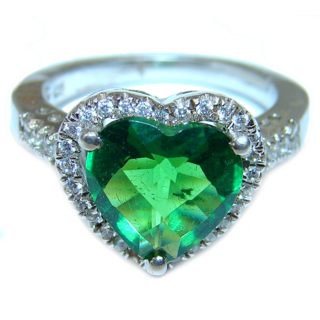 Authentic volcanic Green Helenite .925 Sterling Silver ring s. 6