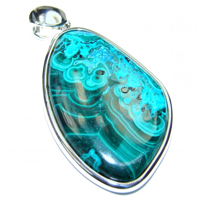 Large authentic Chrysocolla .925 Sterling Silver handcrafted Pendant