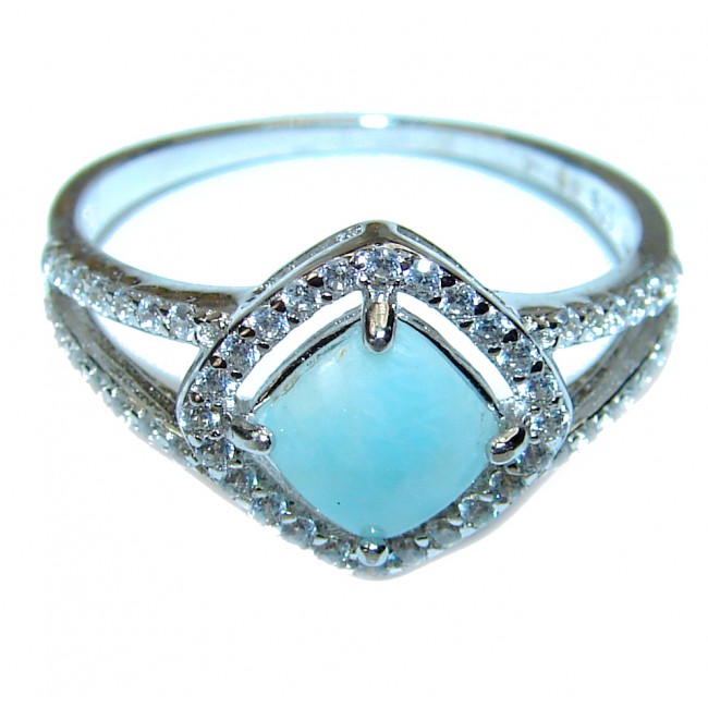 Natural Larimar .925 Sterling Silver handcrafted Ring s. 9