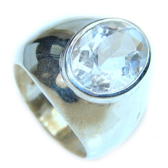 Classy White Topaz .925 Sterling Silver handmade ring size 8