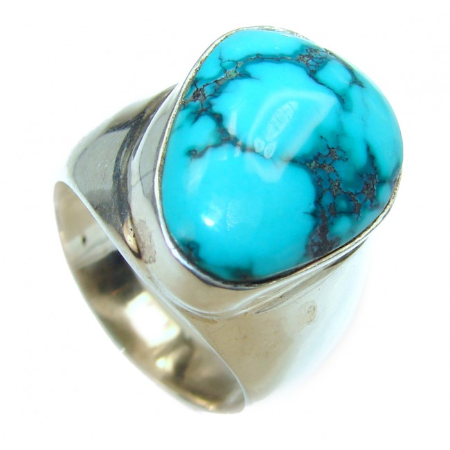 Authentic Turquoise .925 Sterling Silver ring; s. 8 1/4