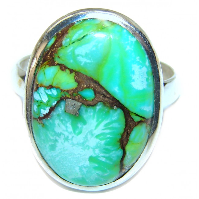Copper Turquoise .925 Sterling Silver ring; s. 10 1/4