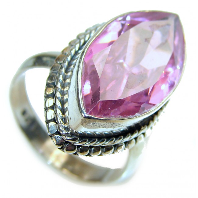 Fancy Pink Amethyst .925 Sterling Silver handmade Ring s. 8