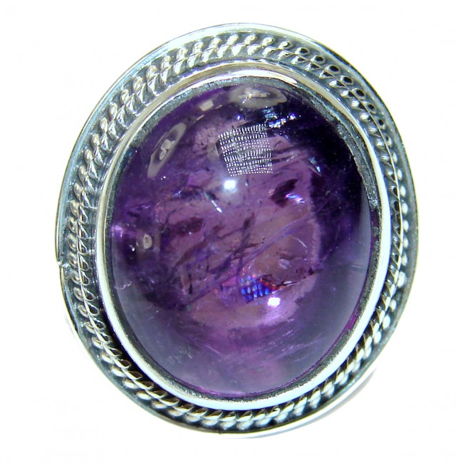 Powerful Authentic 25.2ctw Amethyst .925 Sterling Silver brilliantly handcrafted ring s. 6