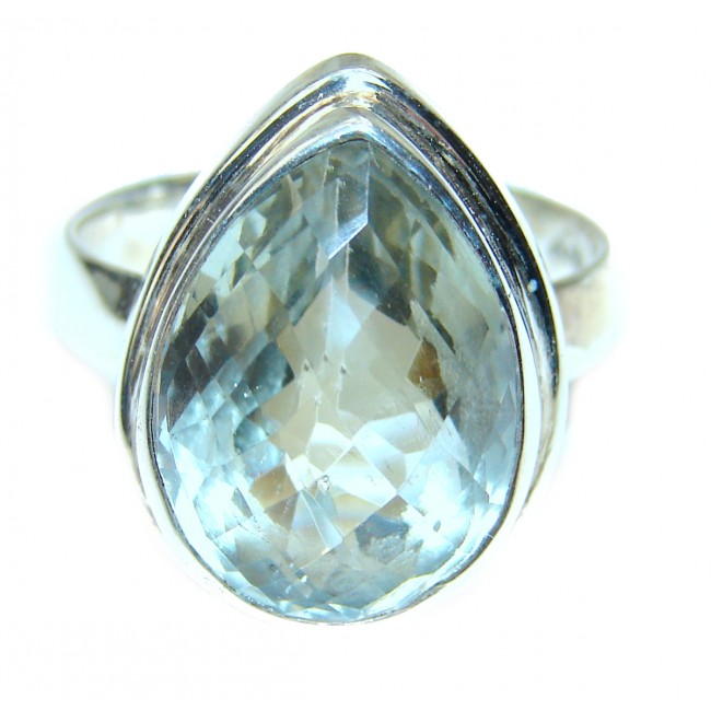 Best quality Green Amethyst .925 Sterling Silver handcrafted Ring Size 8