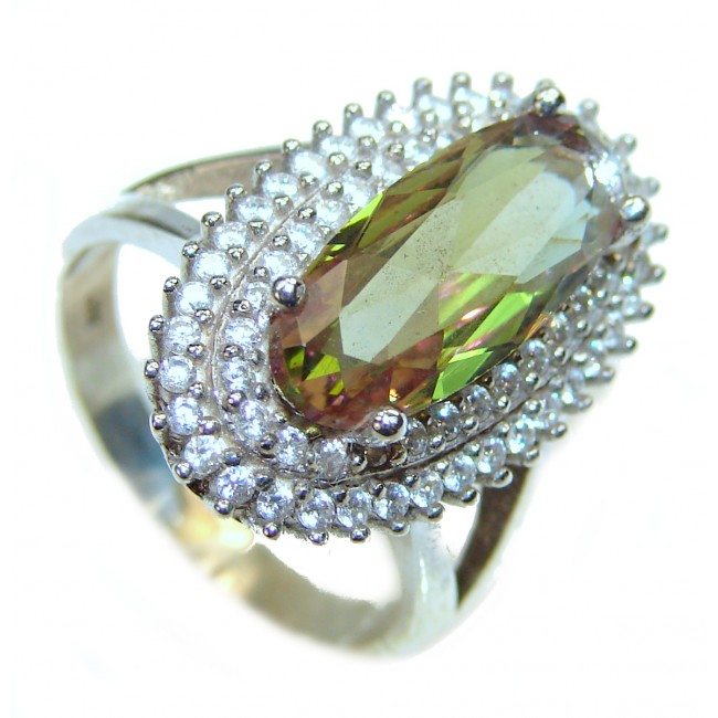 Victorian Style Precious Alexandrite .925 Sterling Silver Statement Ring s. 8