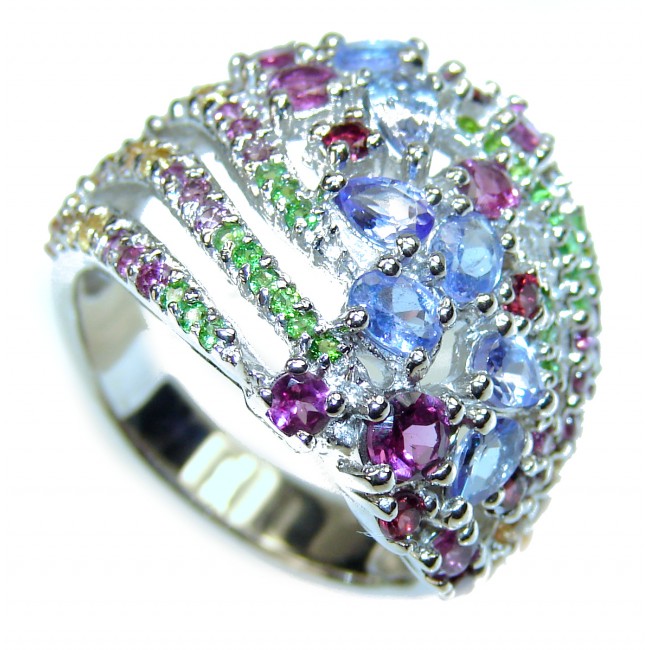 African Tanzanite .925 Sterling Silver handmade Ring s. 9
