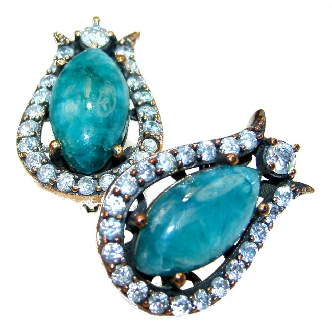 Spectacular Emerald 14K Gold over .925 Sterling Silver handmade Large earrings