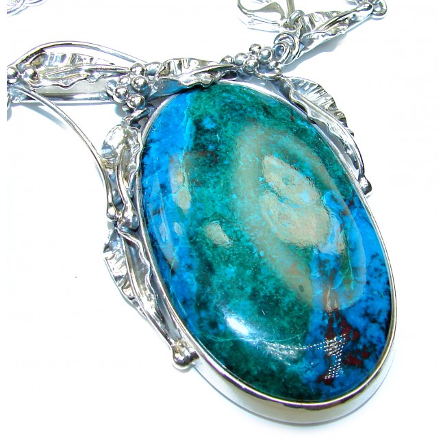 Great quality Chrysocolla .925 Sterling Silver handcrafted HUGE Necklace