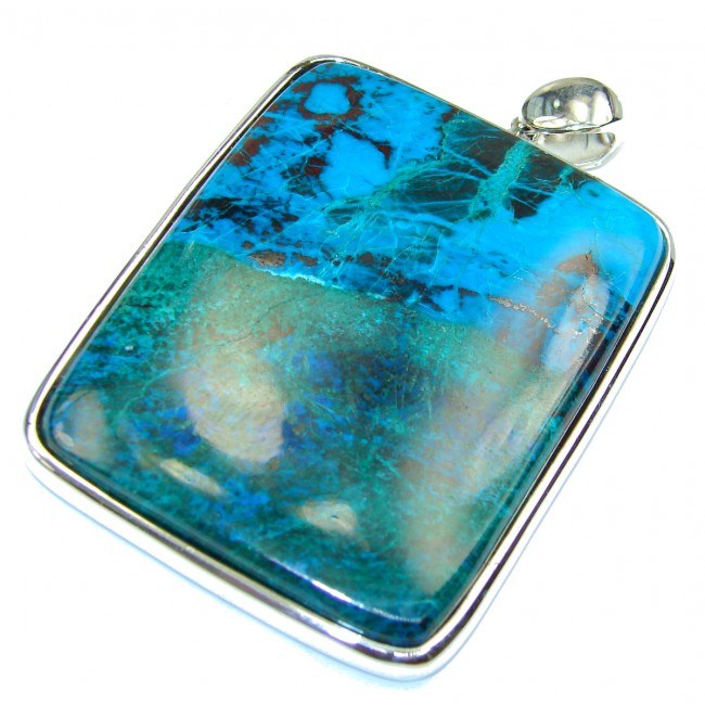 Large AAAAA+ Chrysocolla .925 Sterling Silver handcrafted Pendant