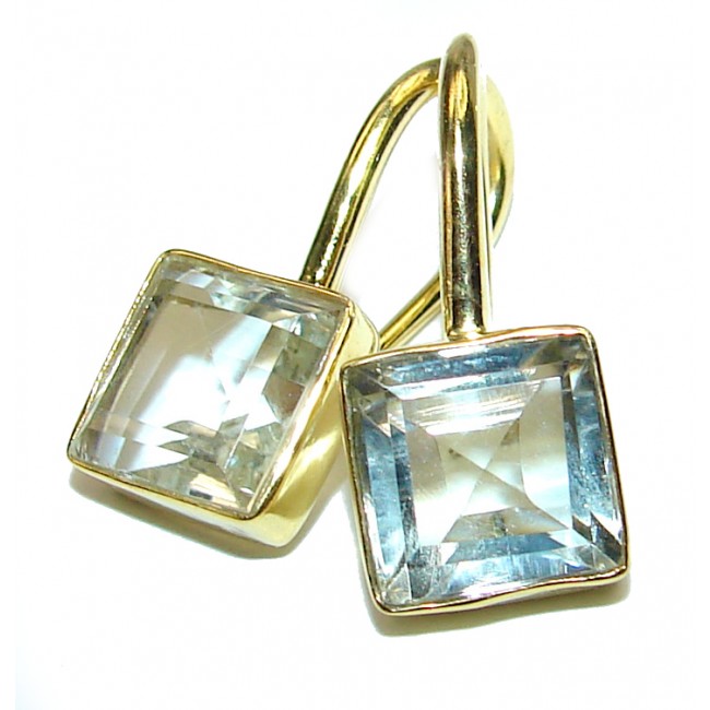 Perfect Green Amethyst 14K Gold over .925 Sterling Silver handmade earrings