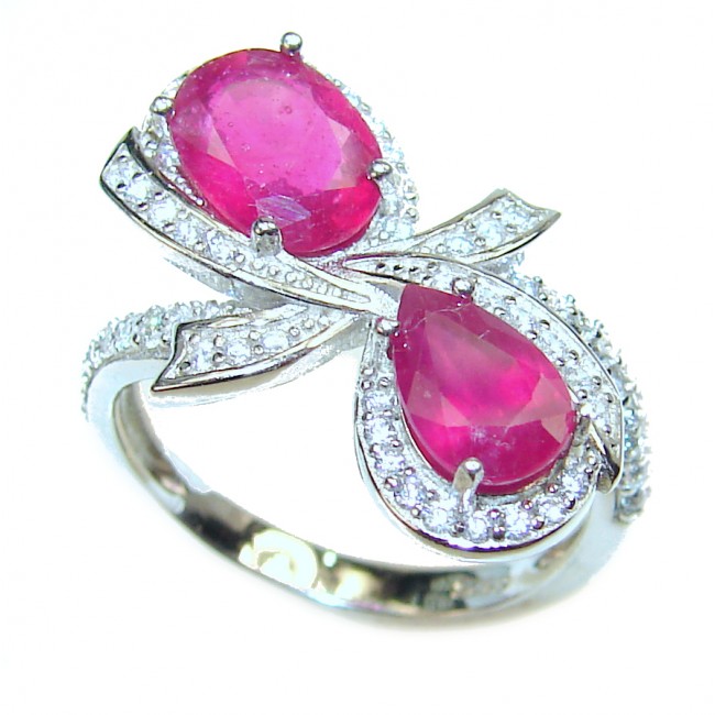Victorian Style Ruby .925 Sterling Silver ring; s. 6 1/4