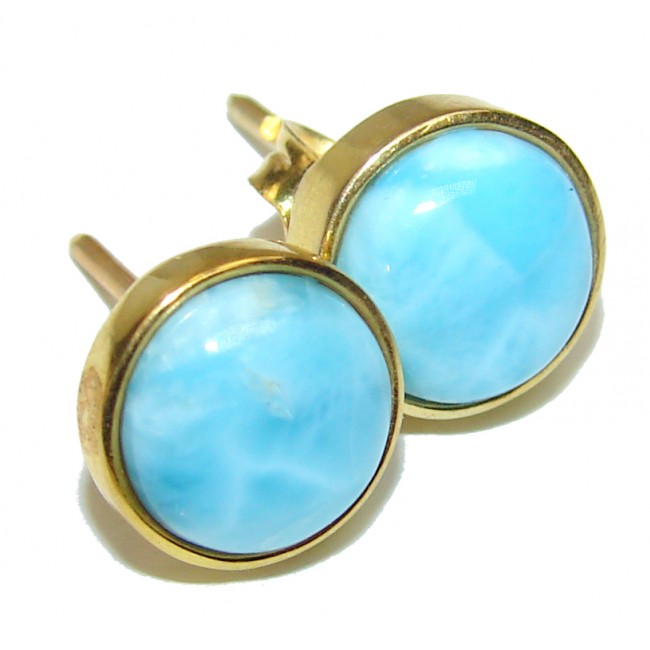 10mm Blue Larimar .925 Sterling Silver handmade earrings