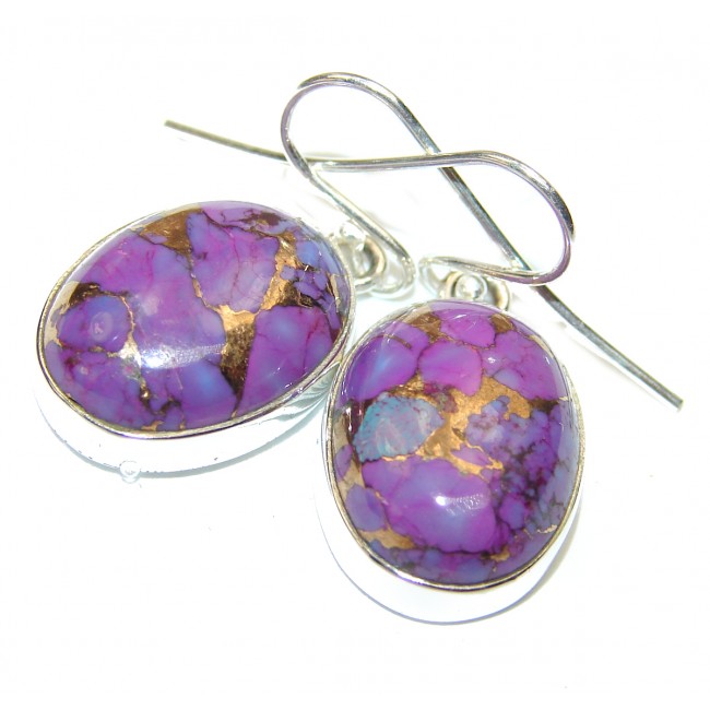 Solid Copper vains in Purple Quartz .925 Sterling Silver earrings