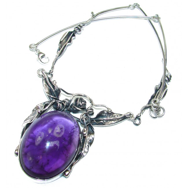 Purple Queen Great genuine Amethyst .925 Sterling Silver handmade Necklace