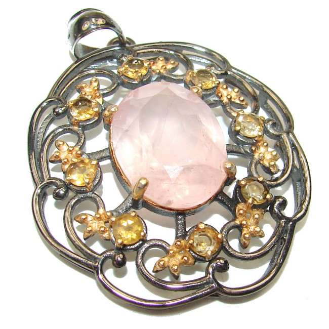 Incredible ROSE QUARTZ .925 Sterling Silver handcrafted pendant