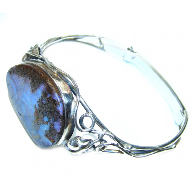 Norwegian Northern Lights genuine Boulder Opal handcrafted Sterling Silver Bracelet