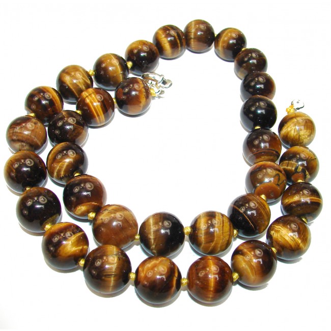 134.9 grams Rare Unusual Natural Tigers Eye Beads NECKLACE
