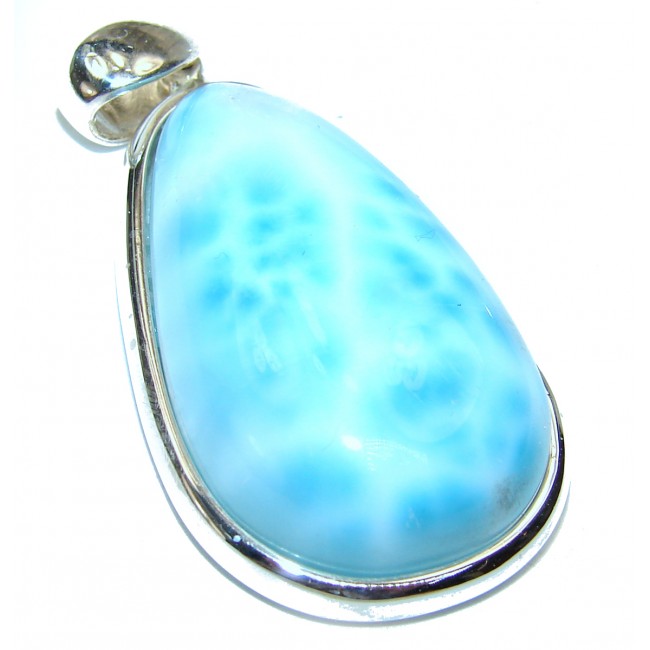Huge Best amazing quality Larimar from Dominican Republic .925 Sterling Silver handmade pendant