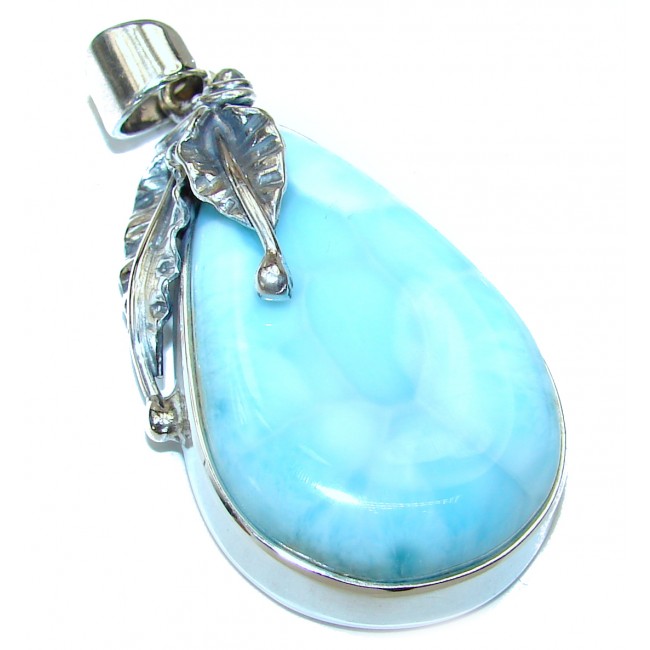 Huge Best amazing quality Larimar from Dominican Republic .925 Sterling Silver handmade pendant