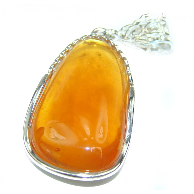 Vintage Design Genuine Polish Amber .925 Sterling Silver handamde pendant