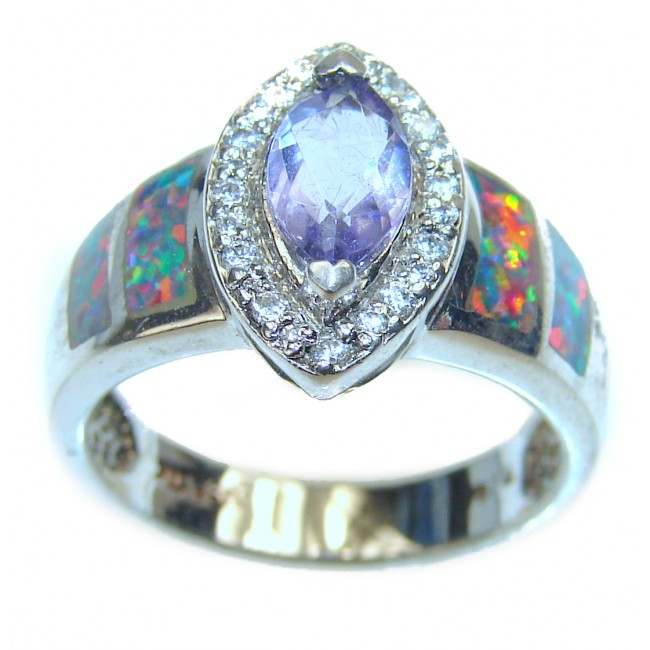 Best quality Amethyst Opal .925 Sterling Silver handcrafted Ring Size 7