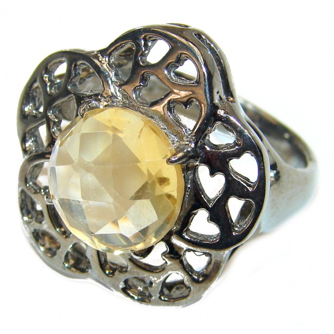 Cocktail Style Natural Citrine .925 Sterling Silver handcrafted Ring s. 9