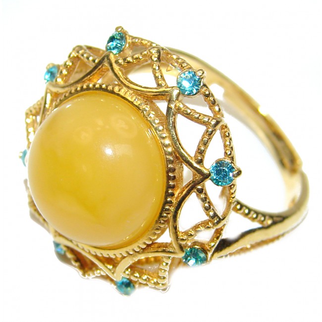 Vintage Style Butterscotch Baltic Amber .925 Sterling Silver handmade Ring size 8 adjustable