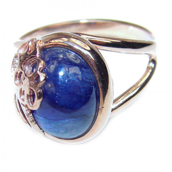 Genuine 16.8ct Sapphire 18K Gold over .925 Sterling Silver handmade Cocktail Ring s. 7