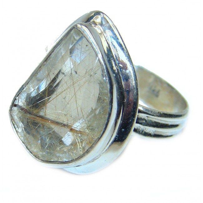 Best quality Golden Rutilated Quartz .925 Sterling Silver handcrafted Ring Size 7 3/4