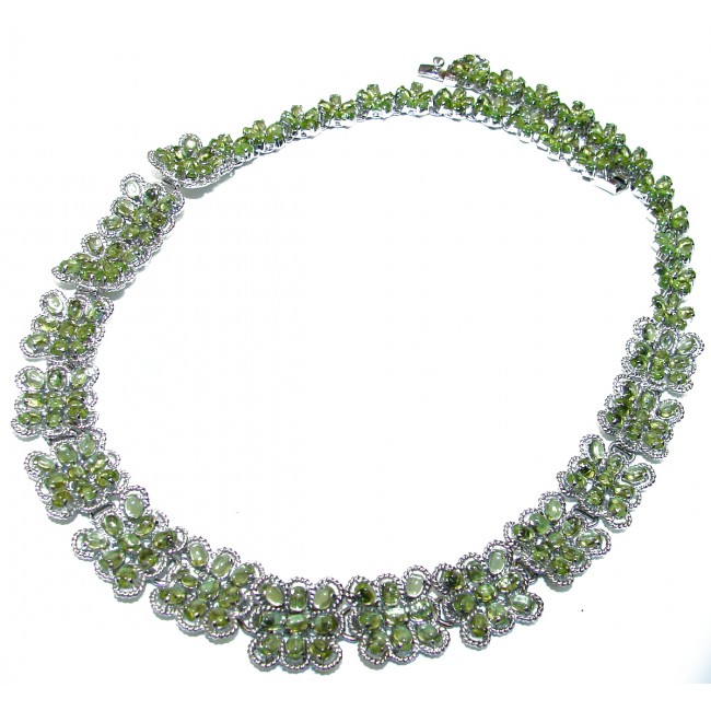 Cascading Light LARGE Great Masterpiece genuine Peridot .925 Sterling Silver handmade necklace