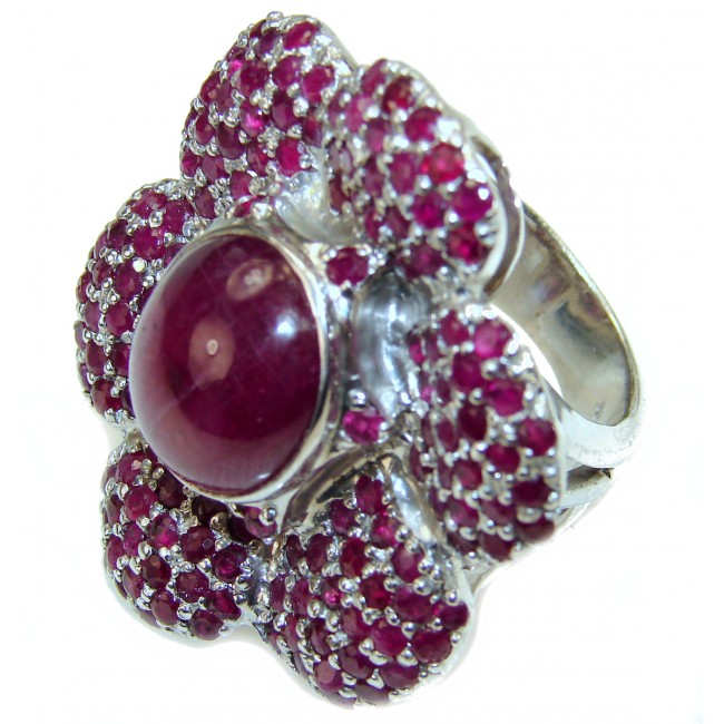Eternity Genuine Ruby .925 Sterling Silver handmade Cocktail Ring s. 8 3/4