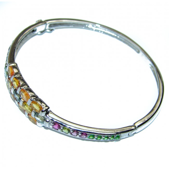Huge Gift of Nature Multicolor Sapphire .928 Sterling Silver Bracelet/Cuff