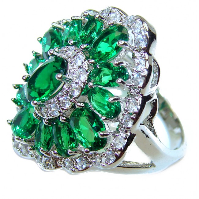 Spectacular Natural Chrome Diopside .925 Sterling Silver handmade Statement ring s. 7