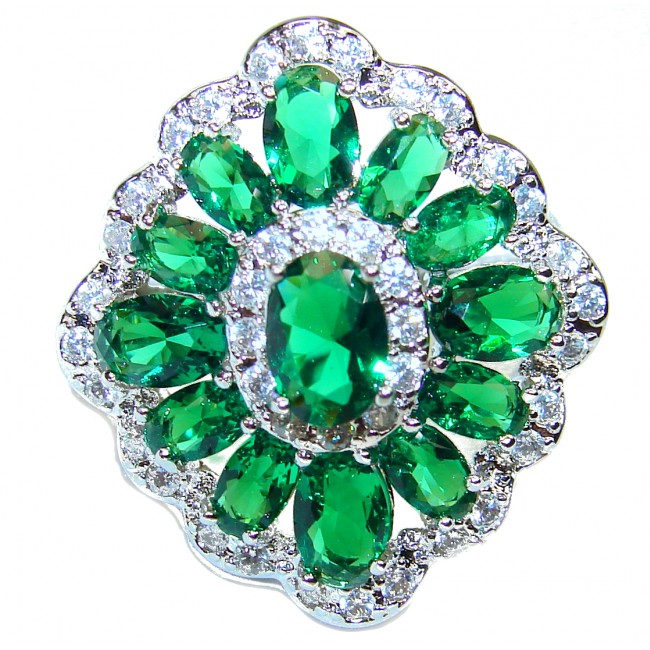 Spectacular Natural Chrome Diopside .925 Sterling Silver handmade Statement ring s. 7