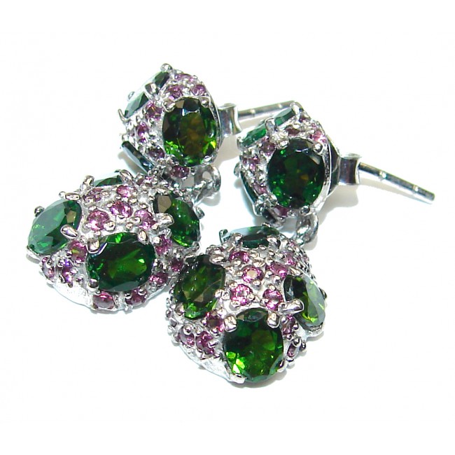 Emerald Chrome Diopside .925 Sterling Silver handmade earrings