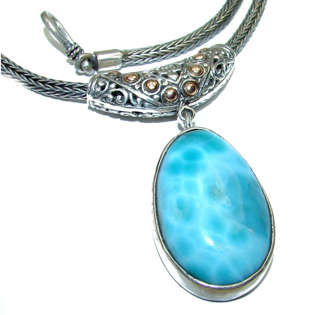 Vintage Design authentic Larimar .925 Sterling Silver handmade necklace