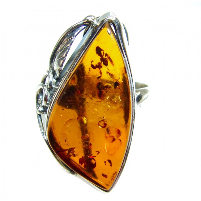 Authentic Baltic Amber .925 Sterling Silver handcrafted ring; s. 7 1/4