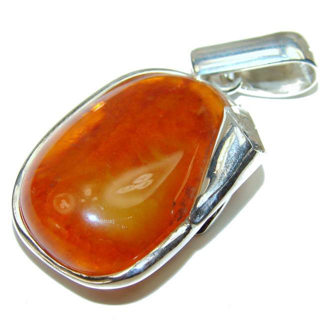 Vintage Design Genuine Polish Amber .925 Sterling Silver handmade pendant