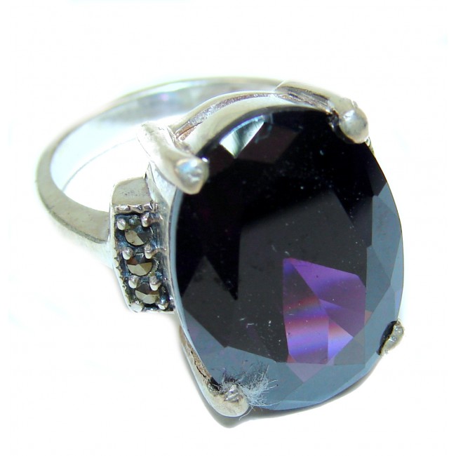 PURPLE Beauty Genuine Cubic Zirconia .925 Sterling Silver handcrafted Statement Ring size 6