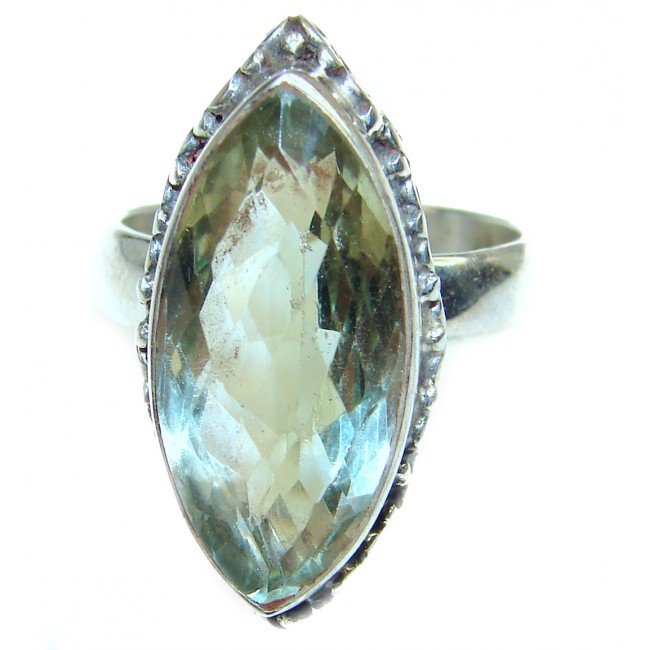 Best quality Green Amethyst .925 Sterling Silver handcrafted Ring Size 8 3/4