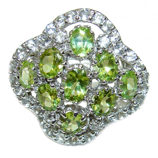 Spectacular Authentic Peridot .925 Sterling Silver handmade ring size 8 1/4